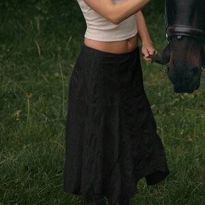 Cotton Black Women's midi Skirt